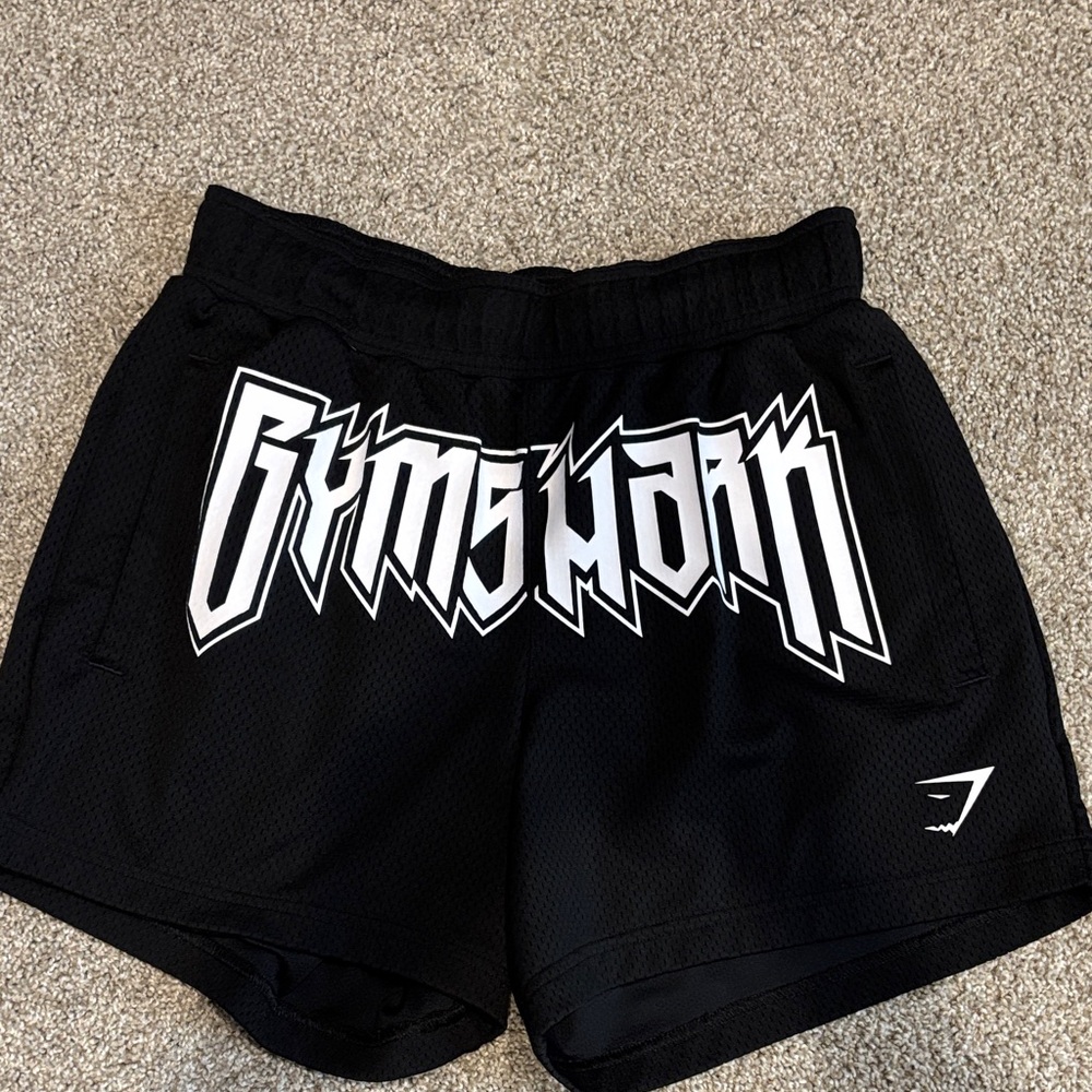 Gymshark Black Shorts with White Graphic Logo